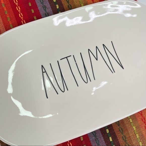 NEW Rae Dunn “AUTUMN” White Oval Ceramic Dinner Serving Fall 15” Platter Plate - Picture 2 of 8